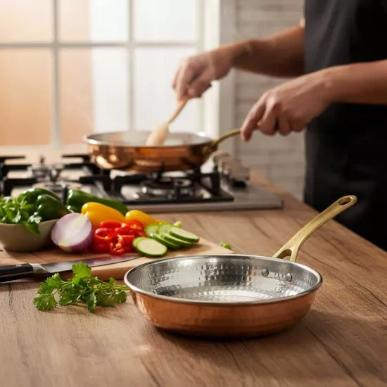 Tek Kulplu Dövme Bakır Tava (EFMR-2745-12)