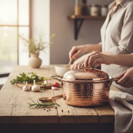 Dövme Bakır Dik Tencere  (EFMR-2801-12)