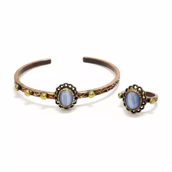 Mavi Kirpikli Bileklik ve Yüzük (EFMR-6102-3)