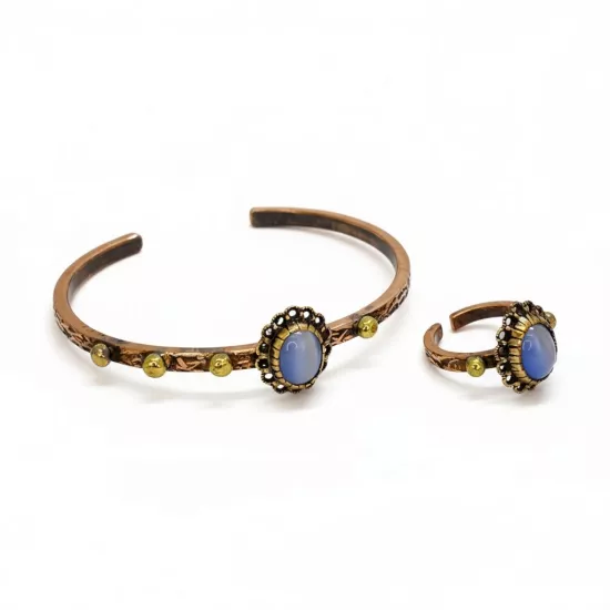 Mavi Kirpikli Bileklik ve Yüzük (EFMR-6102-3)