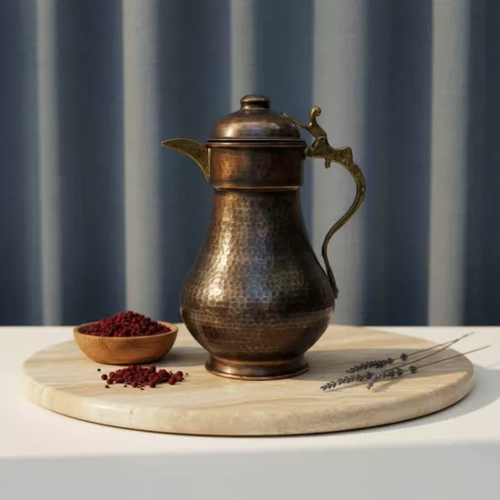 Oksitli Dövme Bakır Kapaklı Sürahi (EFMR-2425-3)