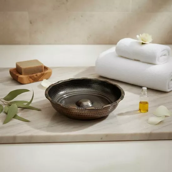 Oksitli Bakır Hamam Tası 16 cm (EFMR-3637-3)