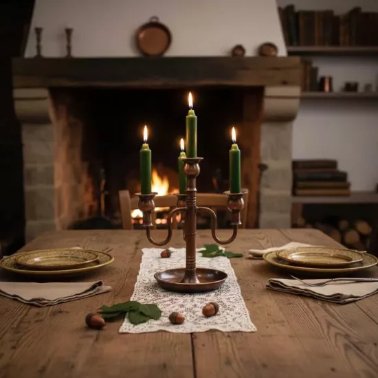 Dört Kollu Oksitli  Bakır Şamdan  (EFMR-3601-3)