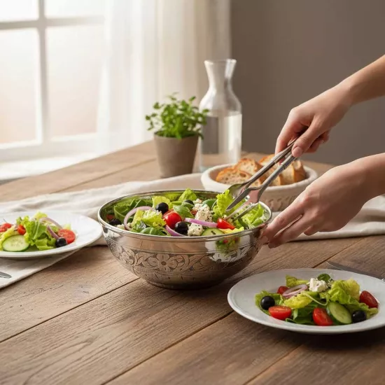 İşlemeli Eskitme Bakır Salata Kasesi (EFMR-2347-4)