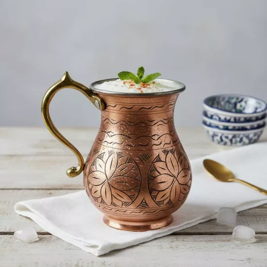 Oyma Nakış Eskitme Bakır Maşrapa (EFMR-2204-5)