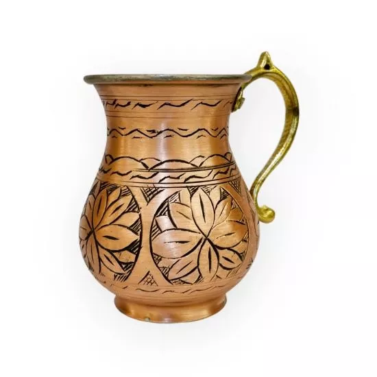 Oyma Nakış Eskitme Bakır Maşrapa (EFMR-2204-5)