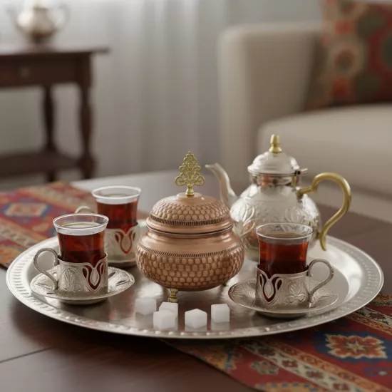 Petek Desenli Skoçlu Tombak Şekerlik (EFMR-2622-5)