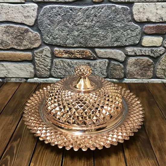 Piramit İşlemeli Bakır Pilavlık 35 cm (DKMPYZ28)