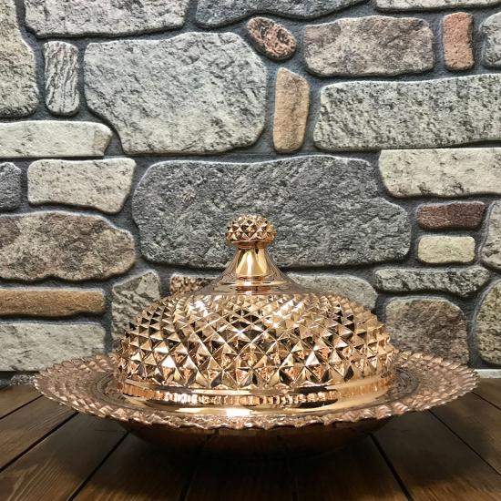 Piramit İşlemeli Bakır Pilavlık 40 cm (EFMR-2335-1)
