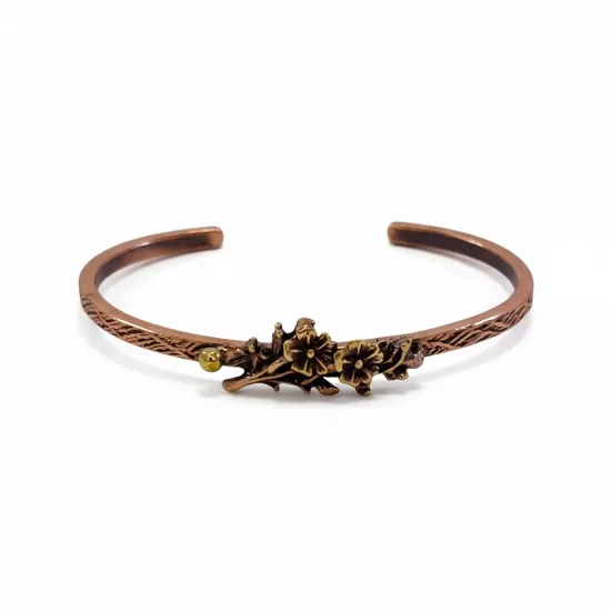 Pirinç Çiçek Detaylı Bakır Bileklik(EFMR-6101-3)