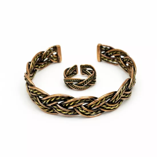 Bakır Tel Örme Bileklik ve Yüzük (EFMR-6004-3)