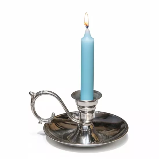 Gümüş Rengi Bakır Düz Şinanay Mumluk (EFMR-1091-2)