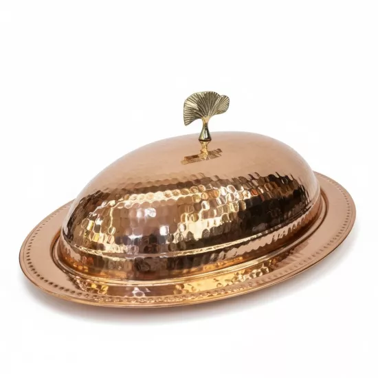 35 cm Dövme Bakır Kayık Sahan (EFMR-2311-1)