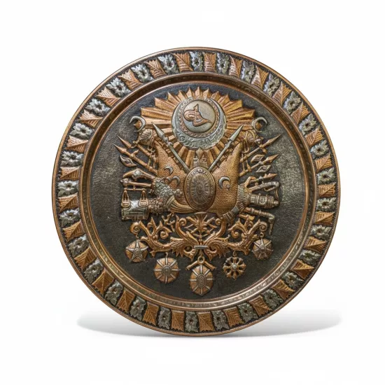 Bakır Osmanlı Arması Tablo 50 cm (EFMR-9003)