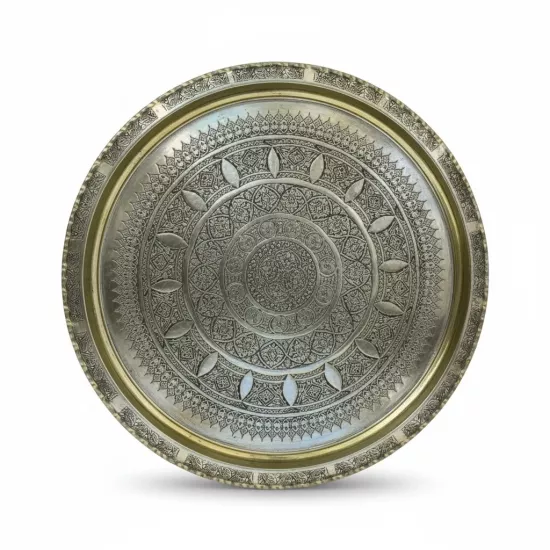 55 cm Kalaylı Eskitme İşlemeli  Sini (EFMR-5002-4)