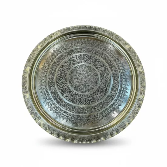 50 cm Kalaylı Eskitme İşlemeli  Sini (EFMR-5001-4)