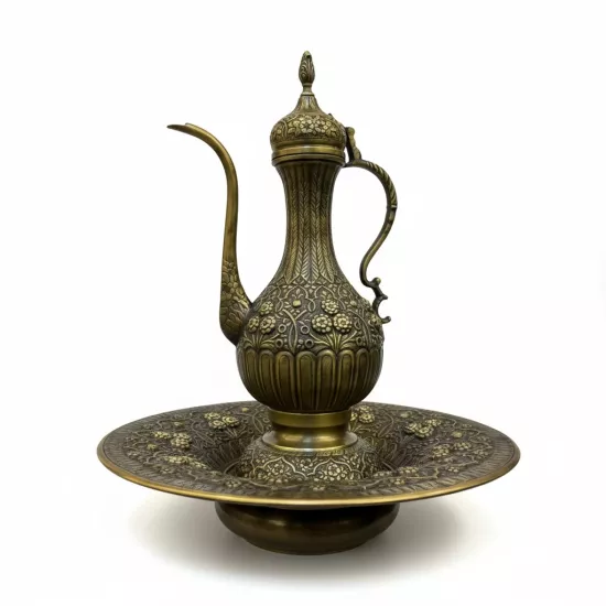 Büyük Boy  İşlemeli Leğenli İbrik  (EFMR-1905-7)