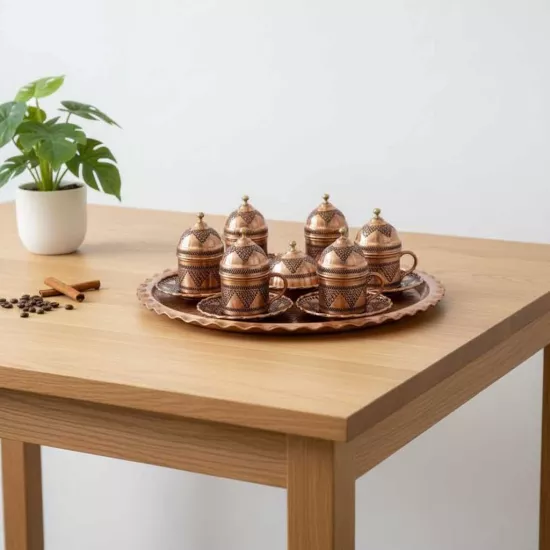 6 Kişilik Salkım Desenli Kahve Seti (EFMR-2123-5)