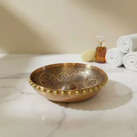 Ağır İşlemeli Bakır Hamam Tası (EFMR-3633-5)