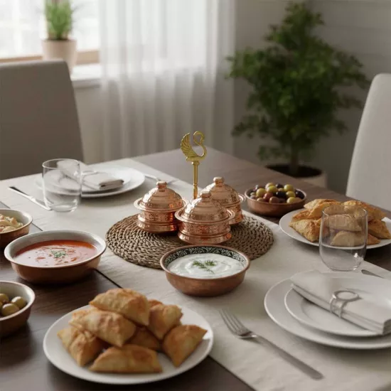 Üçlü Kuğulu Bakır Baharatlık (EFMR-2033-1)