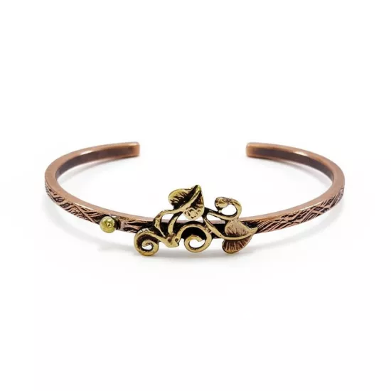 Yaprak Figürlü Saf Bakır Bileklik (EFMR-6100-3)