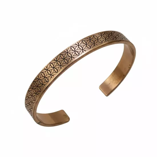 Yaşam Çiçeği Desenli Bakır Bileklik