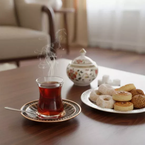 Zımba İşlemeli Bakır Çay Tabağı (EFMR-4108-5)