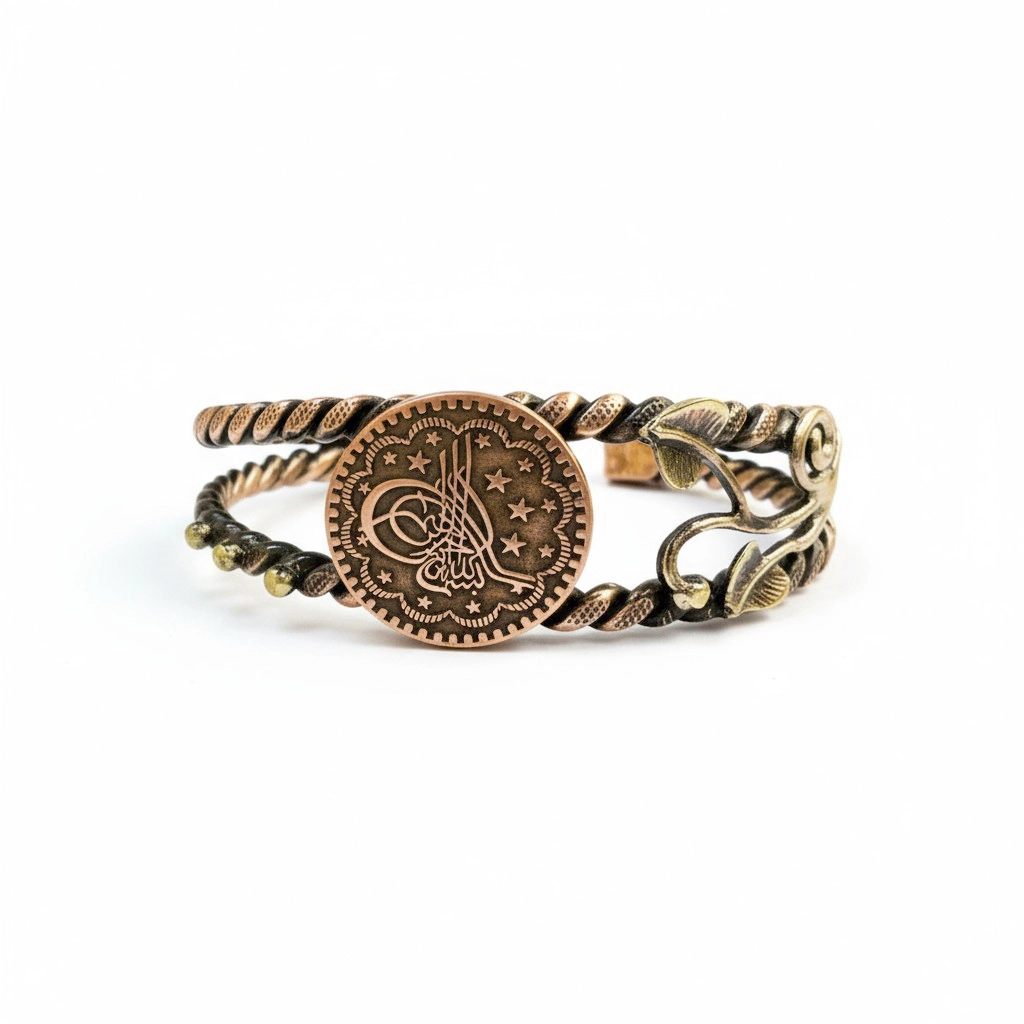 Tuğralı Bakır Bileklik