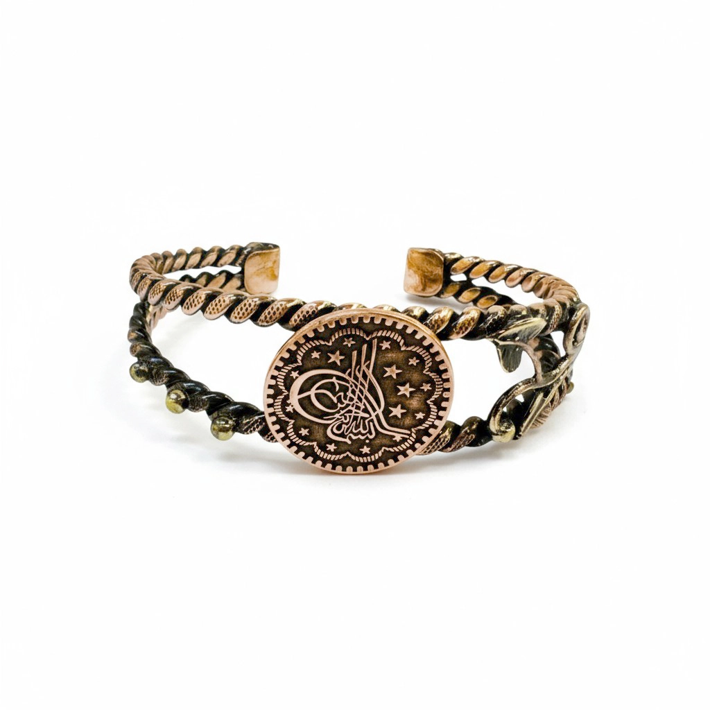 Tuğralı Bakır Bileklik