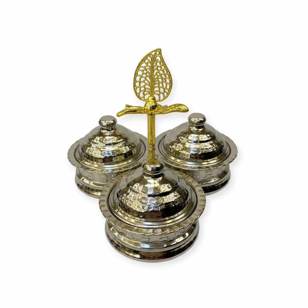 Üçlü Alemli Bakır Baharatlık ve İkramlık