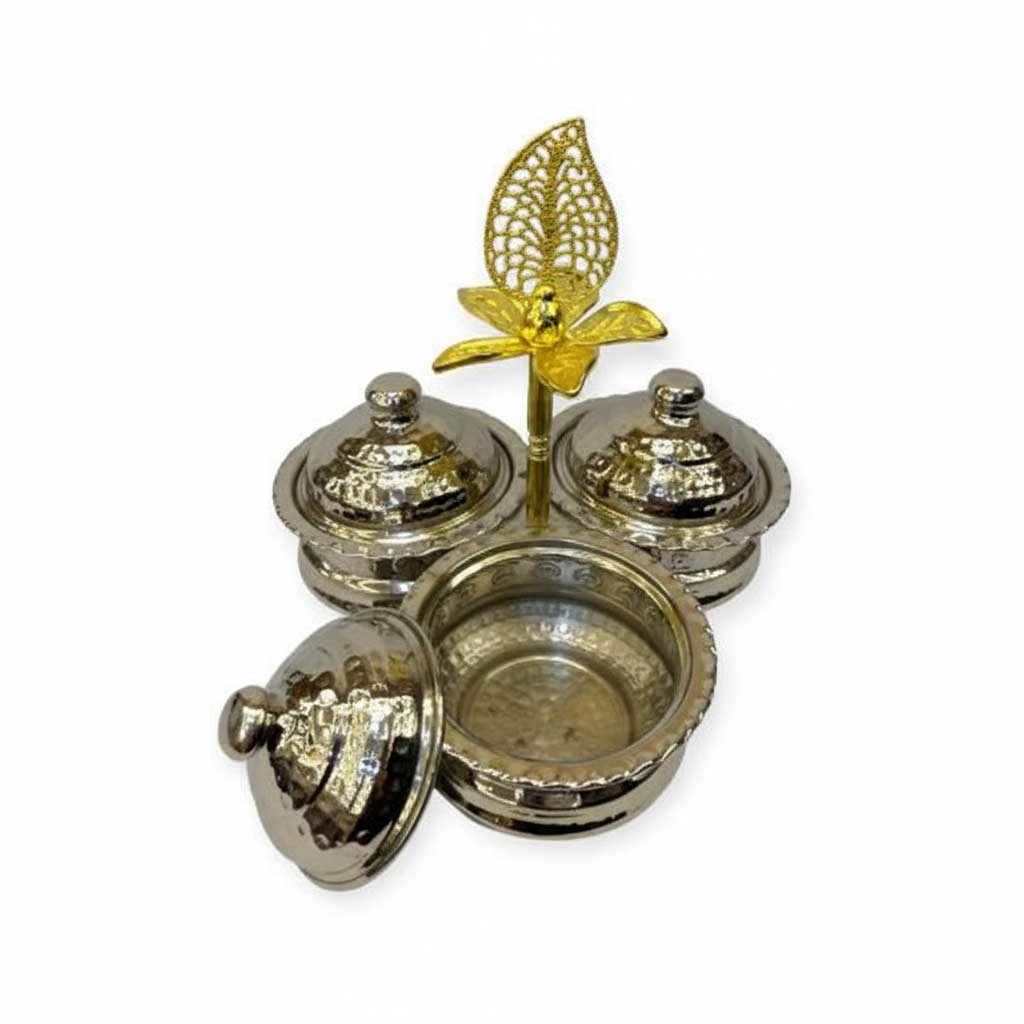 Üçlü Alemli Bakır Baharatlık ve İkramlık