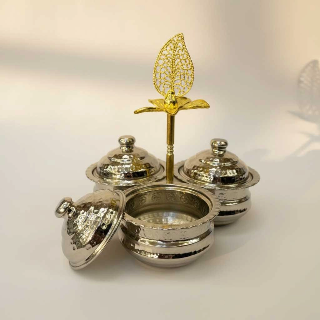 Üçlü Alemli Bakır Baharatlık ve İkramlık