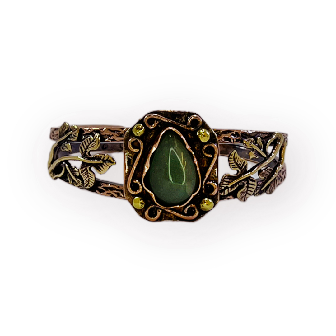 Yeşil Damla Akik Taşlı Bakır Bileklik, K6063