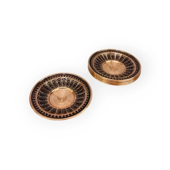 Zımba İşlemeli Bakır Çay Tabağı