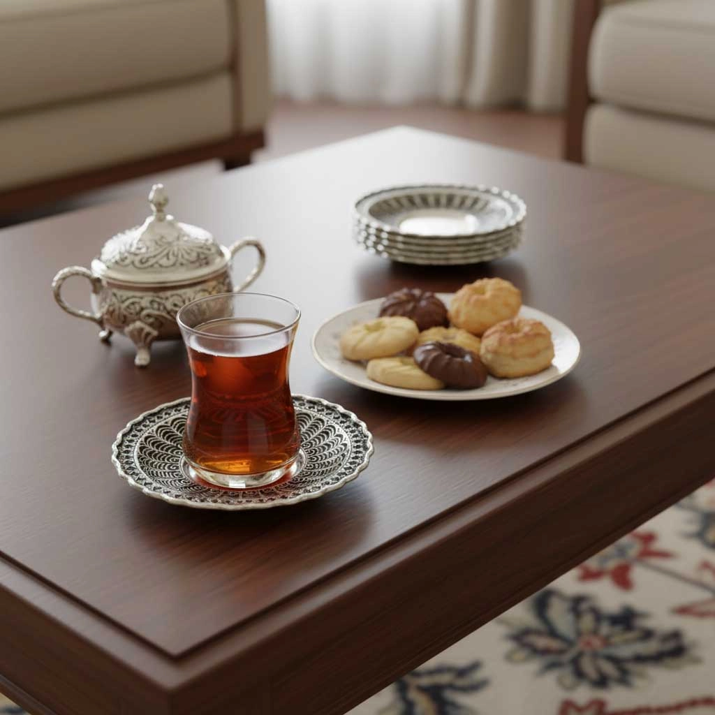 Zımba İşlemeli Çirtlikli Bakır Çay Tabağı